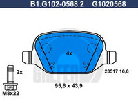 Set placute frana,frana disc LANCIA LYBRA SW (839BX) (1999 - 2005) GALFER B1.G102-0568.2 piesa NOUA