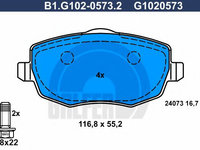 Set placute frana,frana disc LANCIA YPSILON (843) (2003 - 2011) GALFER B1.G102-0573.2 piesa NOUA