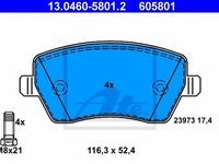 Set placute frana,frana disc NISSAN MICRA III (K12) (2003 - 2010) ATE 13.0460-5801.2 piesa NOUA