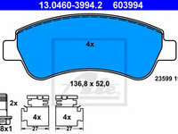 Set placute frana,frana disc PEUGEOT 206 hatchback (2A/C) (1998 - 2016) ATE 13.0460-3994.2