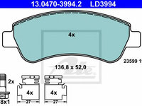 Set placute frana,frana disc PEUGEOT 307 Estate (3E) (2002 - 2016) ATE 13.0470-3994.2 piesa NOUA