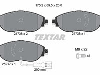 Set placute frana,frana disc punte fata (2473803 TEXTAR) AUDI,AUDI (FAW),CUPRA,SEAT,SKODA,SKODA (SVW),VW,VW (FAW),VW (SVW)