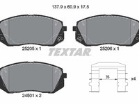 Set placute frana,frana disc punte fata (2520501 TEXTAR) HAWTAI,HYUNDAI,HYUNDAI (BEIJING),JAC,KIA,KIA (DYK),SOUEAST