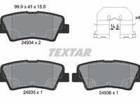 Set placute frana,frana disc puntea spate (2493401 TEXTAR) CHANGAN,ENGLON,GEELY,GLEAGLE,HYUNDAI,HYUNDAI (BEIJING),KIA,KIA (DYK),SSANGYONG