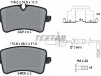 Set placute frana,frana disc puntea spate (2521402 TEXTAR) AUDI,AUDI (FAW),VW (SVW)