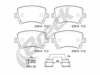 Set placute frana,frana disc puntea spate (239140070410 BRK) AUDI,SEAT,SKODA,VW