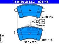 Set placute frana,frana disc RENAULT KANGOO / GRAND KANGOO (KW0/1_), RENAULT KANGOO Express (FW0/1_), RENAULT KANGOO BE BOP (KW0/1_) - ATE 13.0460-274