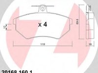 Set placute frana,frana disc SEAT CORDOBA limuzina (6K1, 6K2), VW SCIROCCO (53B), VW CARAT (32B) - ZIMMERMANN 20168.160.1