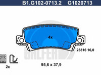 Set placute frana,frana disc TOYOTA COROLLA (CDE12, ZZE12, NDE12, ZDE12) (2001 - 2007) GALFER B1.G102-0713.2 piesa NOUA