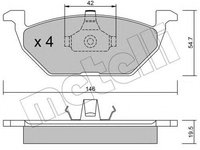 Set placute frana,frana disc VW GOLF IV (1J1) (1997 - 2005) METELLI 22-0211-0 piesa NOUA