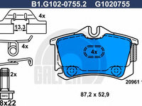 Set placute frana,frana disc VW GOLF IV (1J1) (1997 - 2005) GALFER B1.G102-0755.2 piesa NOUA