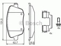 Set placute frana,frana disc VW POLO limuzina (6KV2), SKODA FABIA (6Y2), SKODA FABIA Combi (6Y5) - BOSCH 0 986 424 829