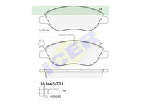 Set placute frana Icer 181445701, parte montare : Punte Fata