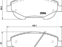 Set placute frana punte fata TOYOTA AVENSIS 09-10 2,2D4D - Cod intern: W20157851 - LIVRARE DIN STOC in 24 ore!!!