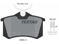 Set placute frana spate Audi A1 (8X), A3 (8L), A4 (B5), A6 (C5), Citroen C4 (LA), Ford Galaxy 1 (WGR), Peugeot 207, 308 (4B), Seat Altea (5P), Cordoba (6K), Leon (1M), Skoda Octavia 1 (1U), VW Caddy 3 (2K), Textar, 1E0698451