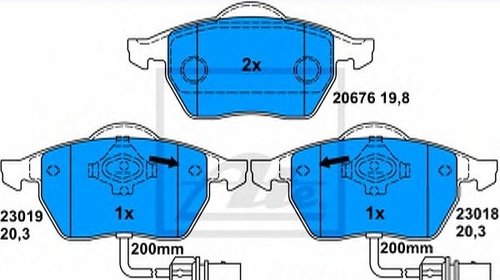 Set placute frane fata ATE audi a4 1.9 tdi bk