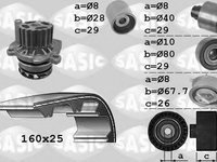 Set pompa apa + curea dintata SEAT LEON (1P1), SEAT IBIZA V (6J5), VW POLO (6R, 6C) - SASIC 3906077