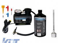 Set reparatie pana cu compresor 12V, 18 bar, set adaptor si solutie antipana-