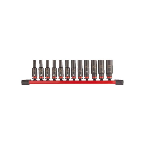 "Set scule Set of impact sockets socket / drive: 1/4"" long profile: Hexagonal 10 11 12 13 4 45 5 55 6 7 8 9 packaging: rail" MILWAUKEE 4932480453