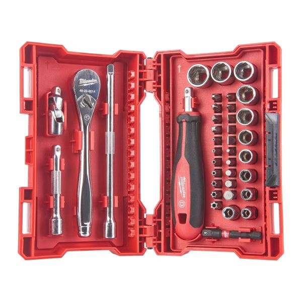 "Set scule Set of tools mixed 38 pcs socket / drive: 1/4"" packaging: plastic box" MILWAUKEE 4932479096