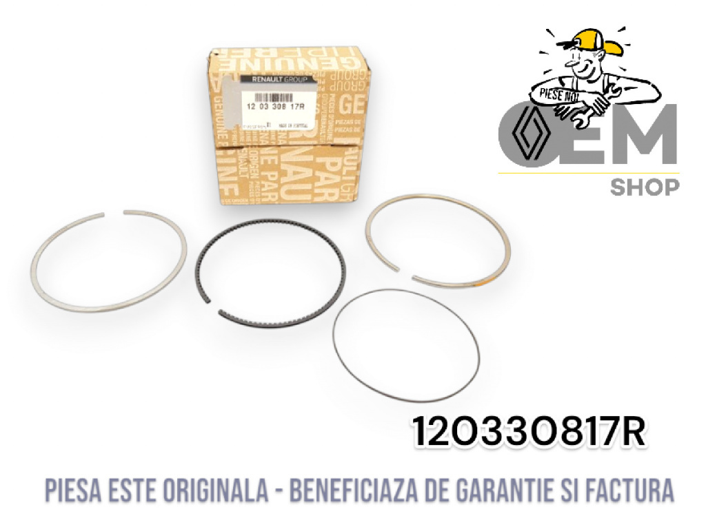 Set segmenti piston cota std-pt 1 piston Renault produs nou original cod piesa 120330817R