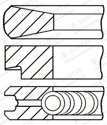 Set segmenti piston GOETZE ENGINE 08-244500-00 pentru masina IVECO ZETA 8040.25.200 3908cc 116cp 85kW 1987 1988 1989 1990 1991