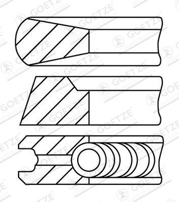 Set segmenti piston GOETZE ENGINE 08-740300-10 model IVECO P/PA-Haubenfahrzeuge F8L 413 F 12763cc 256cp 188kW 1983 1984 1985 1986 1987 1988 1989 1990