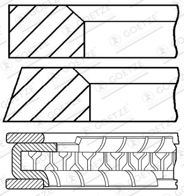 Set segmenti piston GOETZE ENGINE 08-962600-00 pentru SKODA FELICIA I combi (6U5) 135B; AMG 1289cc 54cp 40kW 1995 1996 1997 1998