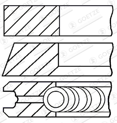 Set segmenti piston GOETZE ENGINE 08-990100-00 pentru SKODA FELICIA I pick-up (6UF, 6U7) AEF 1896cc 64cp 47kW 1997 1998 1999 2000 2001 2002