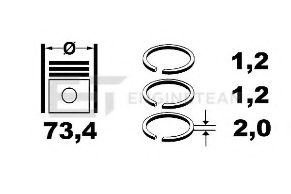 Set segmenti piston # Opel Combo 2004 2005 2006 2007 2008 2009 2010 2011 # R1003600 # ET ENGINETEAM