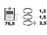 Set segmenti piston R1005400 ET ENGINETEAM pentru Seat Ibiza Skoda Fabia Seat Cordoba Vw Fox Skoda Praktik Skoda Roomster