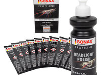 Set Sonax Profiline Soluție Abrazivă Pentru Polish Faruri 250ML 276141 + Sonax Profiline Headligh Coating Solutie Protectie Ceramica Pentru Sigilarea Farurilor Dupa Curatare 50ML 276541