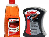 Set Sonax Sampon Auto Concentrat Pentru Luciu 1L 314300 + Sonax Burete Spalare Auto 2 in 1 428000