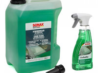 Set Sonax Solutie Curatat Geamuri Clear Glass Aroma Lamaie 5L 338505 + Sonax Solutie Curatat Geamuri 500ML 338241