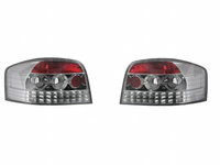 Set stopuri tuning AUDI A3 (8P), 05.2003-04.2008, cu 3 usi, Taiwan, partea stanga+dreapta, LED, transparent, argintiu,