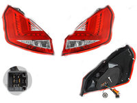 Set stopuri tuning Ford Fiesta (Ja8), 09.2008-01.2013, spate,omologare ECE, cu lumina de parcare cu fibre optice, cu cablaj, rosu-alb, cu Led, tuning, Stanga, Dreapta