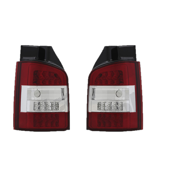 Set stopuri tuning VW TRANSPORTER/MULTIVAN (T5), 10.2009-, cu 2 usi, Taiwan, partea stanga+dreapta, LED+P21W, rosu-transparent, transparent, fara soclu bec,