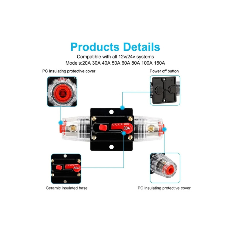 Siguranta automata cu buton reset 80A Co