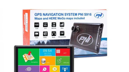 Sistem de navigatie portabil GPS + DVR PNI S916 ANDROID 16GB 7" Harti Camion Igo Truck Here Maps Waze