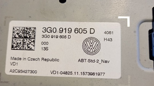 Sistem navigatie VW Golf 7 Passat B8 Tiguan Octavia 3 cod produs:3Q0035846/3Q0 035 846 3G0919605D/3G0 919