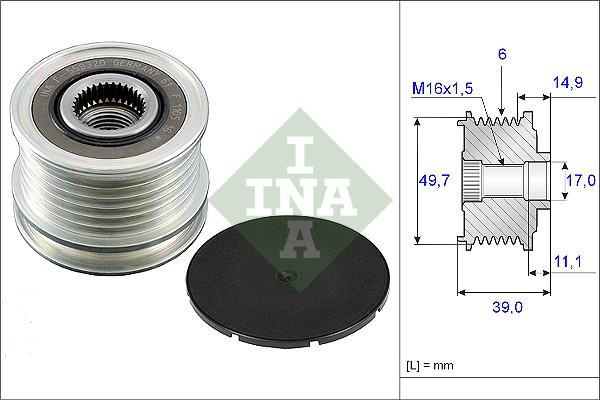 Sistem roata libera, generator (535 0050 10 535005010 INA) CHEVROLET,CHRYSLER,FORCE,JEEP,MERCEDES-BENZ,MERCEDES-BENZ (FJDA) C-CLASS|E-CLASS|FORCE ONE|GRAND CHEROKEE|GURKHA|HHR|PT CRUISER|SPRINTER|SPRI