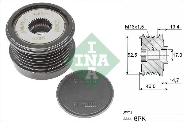 Sistem roata libera. generator Alternator pulley fits. MERCEDES C A205 C C205 C T-MODEL S205 C W205 E W213 1.5-2.0 05.18- INA 535 0373 10