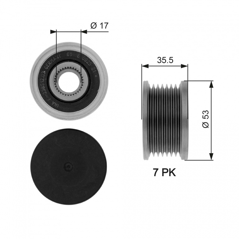 Sistem roata libera, generator GATES OAP7110 model SMART FORFOUR hatchback (453) 2014 2015 2016 2017 2018 2019 2020 2021