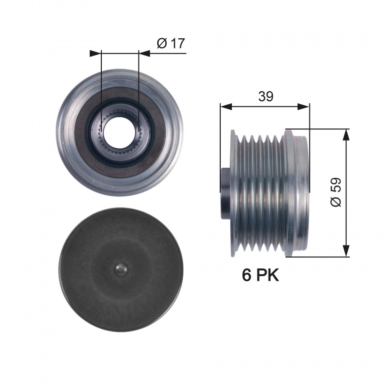 Sistem roata libera, generator GATES OAP7113 la masina FIAT PANDA (312_, 319_) 2014 2015 2016 2017 2018 2019 2020