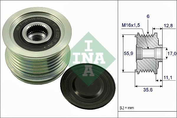 Sistem roata libera. generator Rulita alternator AUDI A3 A4 B5 A4 B6 A4 B7 A6 C5 A6 C6 TT SEAT ALHAMBRA ALTEA ALT AUDI A4 II (8E2, B6), Sedan, 11.2000 - 12.2005 INA 535 0041 10