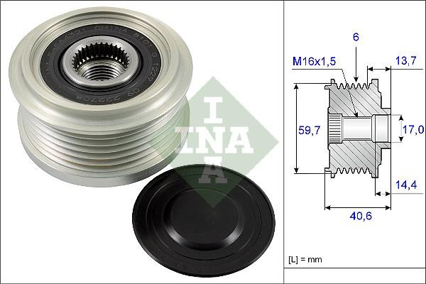Sistem roata libera. generator Rulita alternator CHEVROLET CRUZE TRAX OPEL ASTRA J ASTRA J GTC MERIVA B MOKKA - M OPEL MOKKA / MOKKA X (J13), Crossover, 06.2012 - INA 535 0228 10