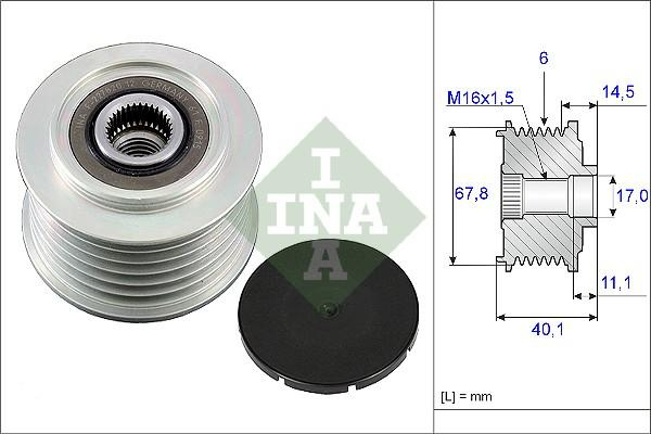 Sistem roata libera. generator Rulita alternator VOLVO S60 I S70 S80 I V70 I V70 II VW LT 28-35 II LT 28-46 II TR VOLVO XC70 CROSS COUNTRY (295), Turism, 10.1997 - 10.2007 INA 535 0052 10