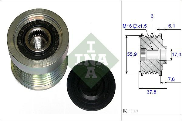 Sistem roata libera. generator Rulita alternator VOLVO C70 I S40 I S60 I S70 S80 I V40 V70 I V70 II XC70 I XC70 I VOLVO XC70 CROSS COUNTRY (295), Turism, 10.1997 - 10.2007 INA 535 0072 10