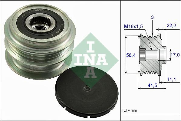 Sistem roata libera. generator Rulita alternator DACIA LOGAN LOGAN II LOGAN MCV II SANDERO SANDERO II RENAULT CLI DACIA LOGAN II (DJF), Sedan, 10.2012 - INA 535 0269 10