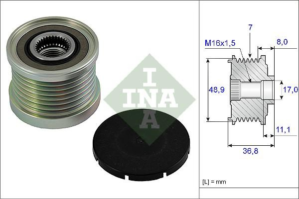 Sistem roata libera. generator Rulita alternator DACIA DOKKER DOKKER EXPRESS-MINIVAN DUSTER DUSTER-SUV LODGY Logan RENAULT TRAFIC II (FL), Van, 03.2001 - INA 535 0081 10